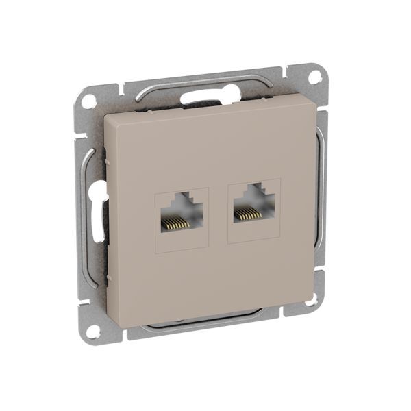 Розетка RJ45 (2шт) (кат.6) крем. Эпика EKF UP1-SOI-2RJ45-6