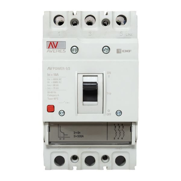 Выключатель автоматический 16А 80кА AV POWER-1/3 TR AVERES EKF mccb-13-16H-TR-av