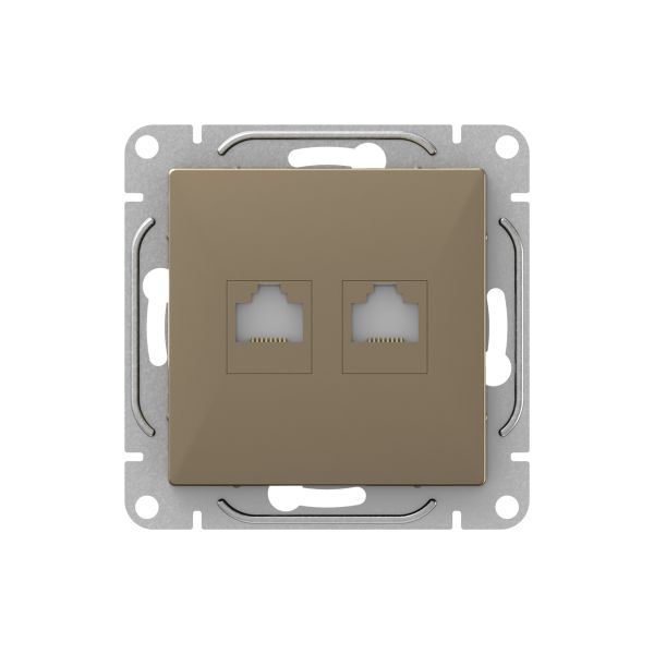 Розетка RJ45 (2шт) (кат.6) шамп. Эпика EKF UP1-SOC-2RJ45-6