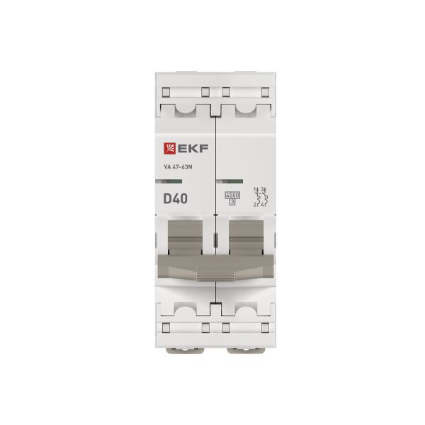 Выключатель автоматический 2п D 40А 4.5кА ВА 47-63N PROxima EKF M634240D