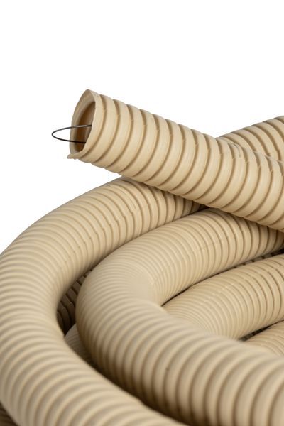 Труба гофрированная ПВХ d20мм с протяжкой свет. дерево (уп.25м) Plast PROxima EKF tg-z-20w