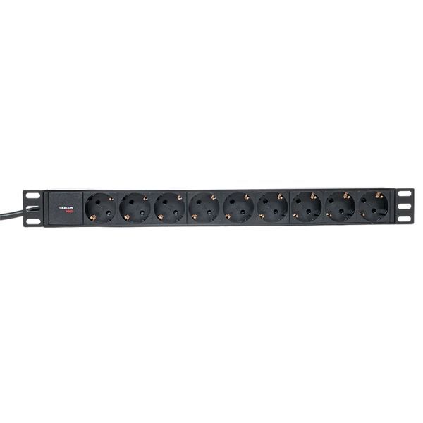 Блок PDU TERACOM PRO 19дюйм 1U 16А/250В 9 роз. Schuko шнур 2м 3х1.5кв.мм вилка Schuko корпус пластик черн. EKF TRP-HPD-PL-16A-9SH-2MSH