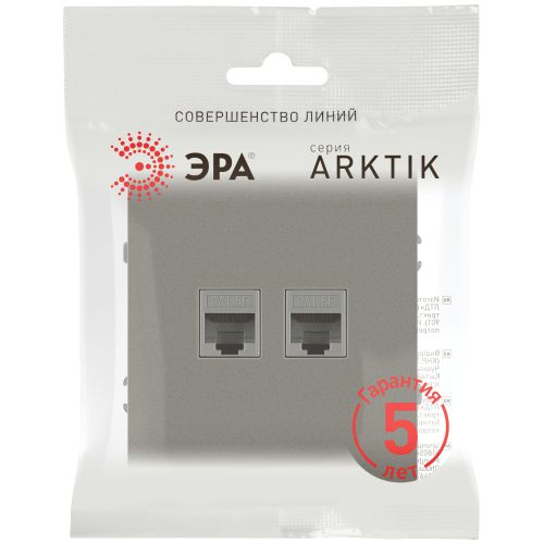 Розетка информационная 2-м СП Arktik RJ45 16А IP20 250В титан 16-3108-07 Эра Б0070490