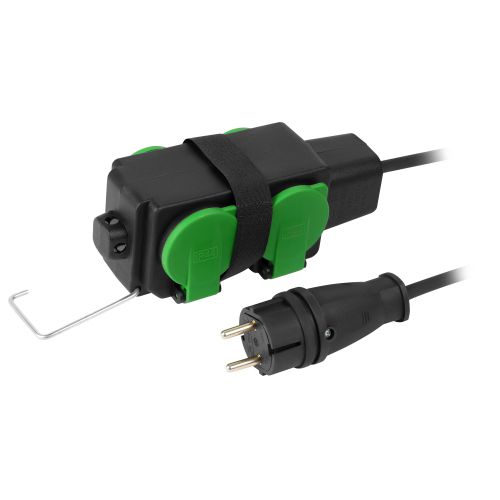 Удлинитель силовой GREEN LINE UDL-KG-2х2.5m-5m-IP44 с крышками 4 розетки 5м КГ 2х2.5мм2 IP44 Эра Б0072575
