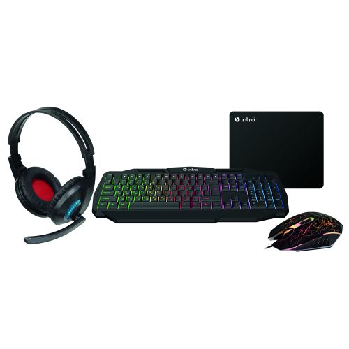 Комплект игровой клавиатура и мышь GXZ900 1200-3600dpi + коврик + гарнитура черн. А0036180 Intro Б0060194
