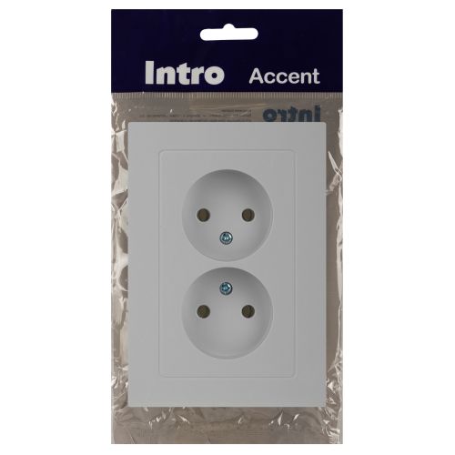 Розетка 2-м СП Accent 6-204-01 16А IP20 250В 2P AL/CU бел. Intro Б0063447