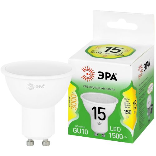 Лампа светодиодная GREEN LINE LED MR16-15W-830-GU10 GL 15Вт софит 3000К тепл. свет GU10 220-240В Эра Б0070070