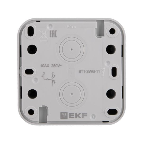 Выключатель проходной 1-кл. ОП Бронто 10А IP55 автоматические клеммы сер. EKF BT1-SWG-11