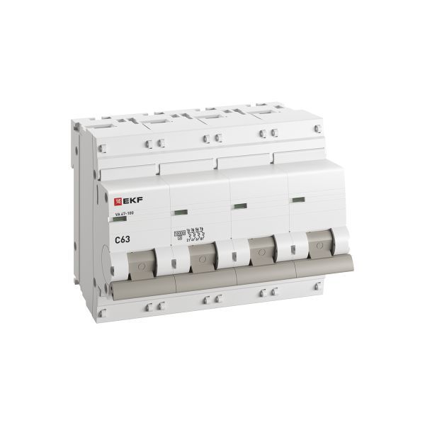 Выключатель автоматический модульный 4п C 63А 10кА ВА 47-100 PROxima EKF mcb47100-4-63C-pro