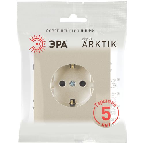 Розетка 1-м СП Arktik 16А IP20 250В с заземл. со шторками шампань 16-2102-04 Эра Б0070427