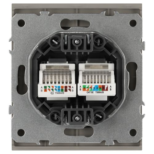 Розетка информационная 2-м СП Arktik RJ45 16А IP20 250В титан 16-3108-07 Эра Б0070490