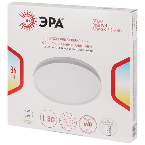 Светильник светодиодный SPB-6 Opal 86W-3K-6.5K-RC WH 86Вт 3000-6500К потолочн. с ДУ Эра Б0070181