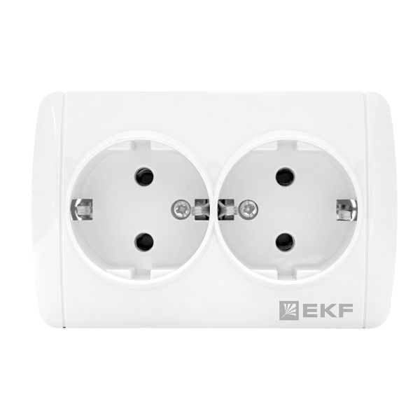 Розетка 2-м ОП Владивосток 16А IP44 с заземл. EKF EQR16-129-30-54