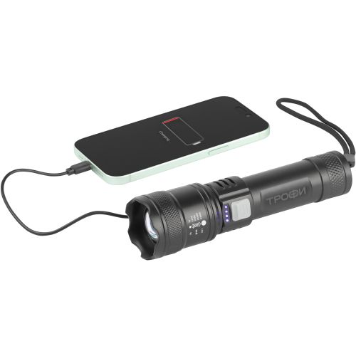 Фонарь светодиодный UA-103 аккумуляторный 7Вт оптический Zoom 3 режима powerbank Трофи Б0069800