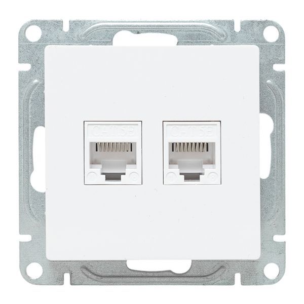 Розетка компьютерная 2-м СП Эпика RJ45 кат.5 механизм бел. EKF UP1-SOW-2RJ45-5