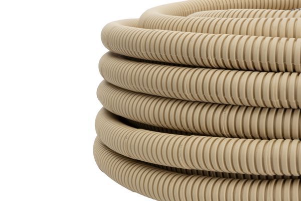 Труба гофрированная ПВХ d20мм с протяжкой свет. дерево (уп.25м) Plast PROxima EKF tg-z-20w