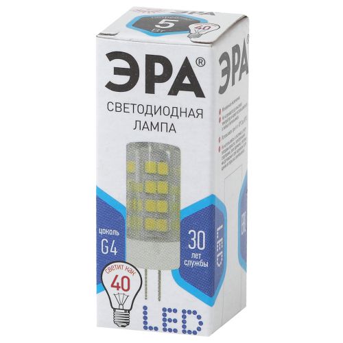 Лампа светодиодная JC-5w-220V-corn ceramics-840-G4 400лм ЭРА Б0027858