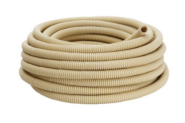 Труба гофрированная ПВХ d20мм с протяжкой свет. дерево (уп.25м) Plast PROxima EKF tg-z-20w