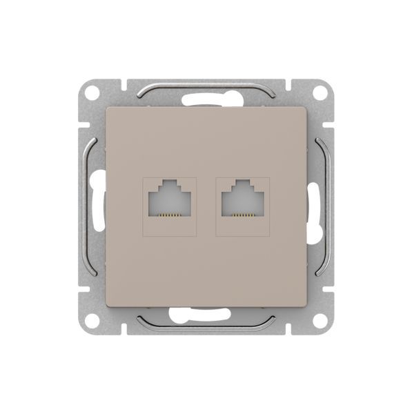 Розетка RJ45 (2шт) (кат.6) крем. Эпика EKF UP1-SOI-2RJ45-6