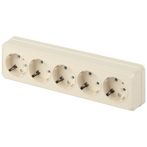 Розетка 5-м ОП Quadro 2-210-02 16А IP20 5х2P+E 250В с заземл. сл. кость Intro Б0053858