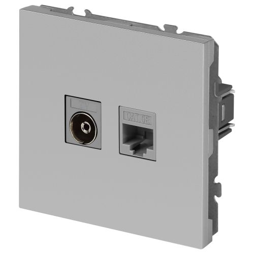 Розетка комбинированная СП Galaxy RJ45 + TV 16А IP20 250В алюм. 15-3110-03 Эра Б0070780
