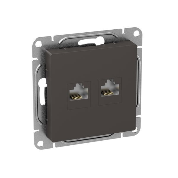 Розетка RJ45 (2шт) (кат.6) мокко. Эпика EKF UP1-SOM-2RJ45-6