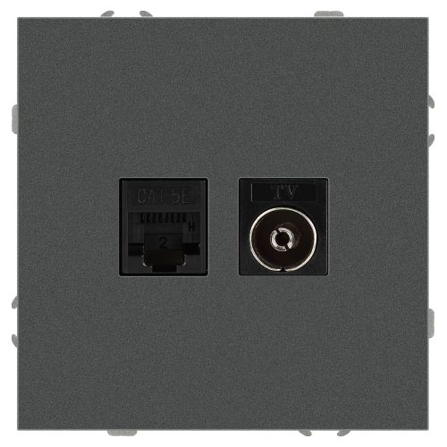Розетка комбинированная СП Galaxy RJ45 + TV 16А IP20 250В графит 15-3110-06 Эра Б0070786