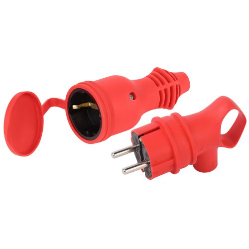 Набор вилка + розетка VX12-R-IP44+RX11-R-IP44 каучуковые с заземл. 16А IP44 с кольцом угловая красн. Эра Б0072629