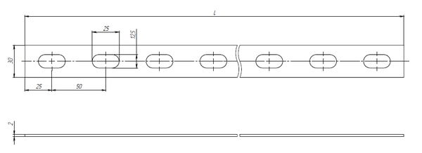 Полоса перфорированная 30мм L3000 2мм ПП30 К202 EKF pp303000-2
