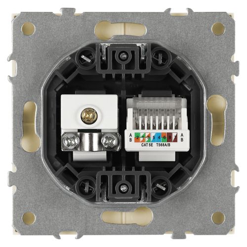 Розетка комбинированная СП Galaxy RJ45 + TV 16А IP20 250В шампань 15-3110-04 Эра Б0070782