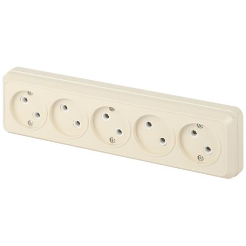 Розетка 5-м ОП Quadro 2-209-02 16А IP20 250В 5х2P без заземл. сл. кость Intro Б0053849