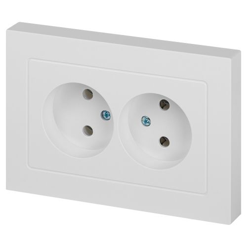 Розетка 2-м СП Accent 6-204-01 16А IP20 250В 2P AL/CU бел. Intro Б0063447