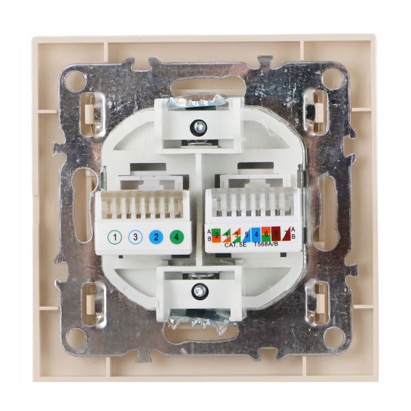 Розетка компьютерная + телефонная 2-м СП Минск RJ45 + Phone беж. EKF ERK00-135-20