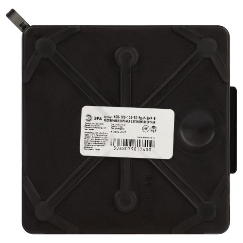Коробка распаячная KOR-100-100-50-9g-P-2MP-B двухкомпонентная HF стойкая к УФ 100х100х50мм прямой монтаж IP66 черн. Эра Б0072863