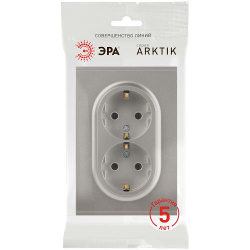 Розетка 2-м СП Arktik 16А IP20 250В с заземл. титан 16-2104-07 Эра Б0070450