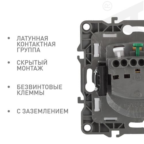 Розетка 1-м СП Эра12 12-2101-15 16А IP20 16AX 250В 2P+E Schuko механизм перламутр. Эра Б0019322