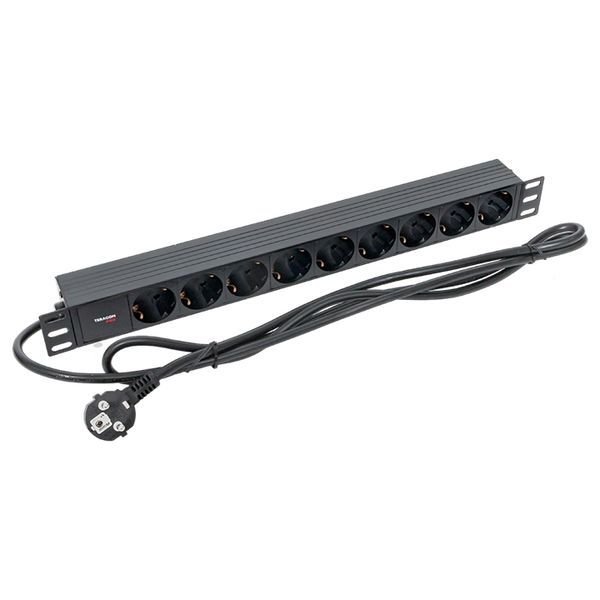 Блок PDU TERACOM PRO 19дюйм 1U 16А/250В 9 роз. Schuko шнур 2м 3х1.5кв.мм вилка Schuko корпус пластик черн. EKF TRP-HPD-PL-16A-9SH-2MSH