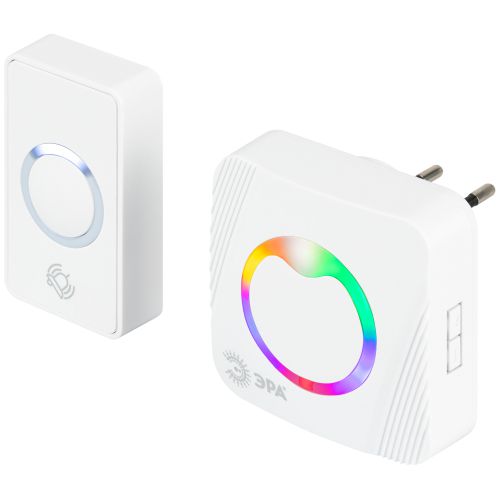 Звонок дверной POLYCOLOR C101 беспроводной RGB подсветка от сети 36 мелодий бел. AG-M017F15 (AC) White Era Эра Б0069997