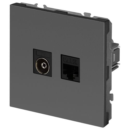 Розетка комбинированная СП Galaxy RJ45 + TV 16А IP20 250В графит 15-3110-06 Эра Б0070786