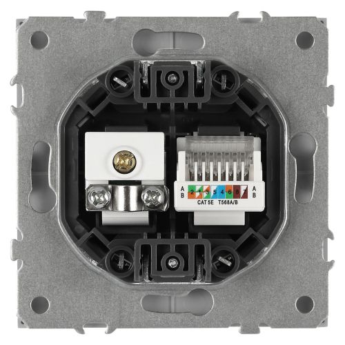 Розетка комбинированная СП Galaxy RJ45 + TV 16А IP20 250В алюм. 15-3110-03 Эра Б0070780