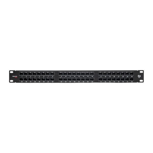 Патч-панель высокой плотности 19дюйм кат.5E 1U неэкранир. UTP 48 портов RJ-45 Dual IDC с органайзером TERACOM PRO EKF TRP-PPNL-5EUTP-C1U48