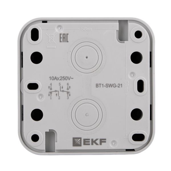 Выключатель проходной 2-кл. ОП Бронто 10А IP55 автоматические клеммы сер. EKF BT1-SWG-21