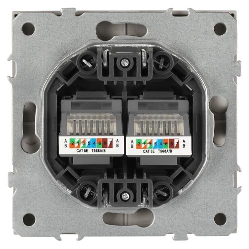 Розетка информационная 2-м СП Galaxy RJ45 16А IP20 250В титан 15-3108-07 Эра Б0070768