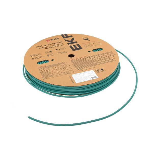 Трубка термоусадочная ТУТ нг 6/3 зел. (уп.100м) EKF tut-6-j