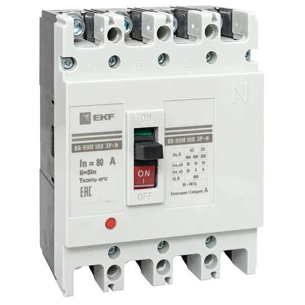 Выключатель автоматический ВА-99М 63/16А 3P+N 25кА EKF mccb99-63-16m-4P