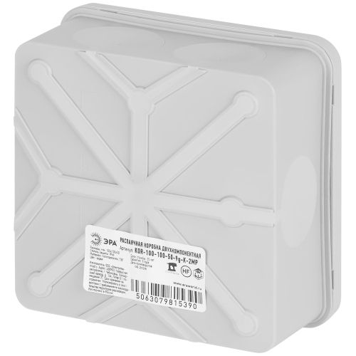 Коробка распаячная KOR-100-100-50-9g-K-2MP двухкомпонентная HF стойкая к УФ 100х100х50мм сер. ПМ IP66 Эра Б0073003