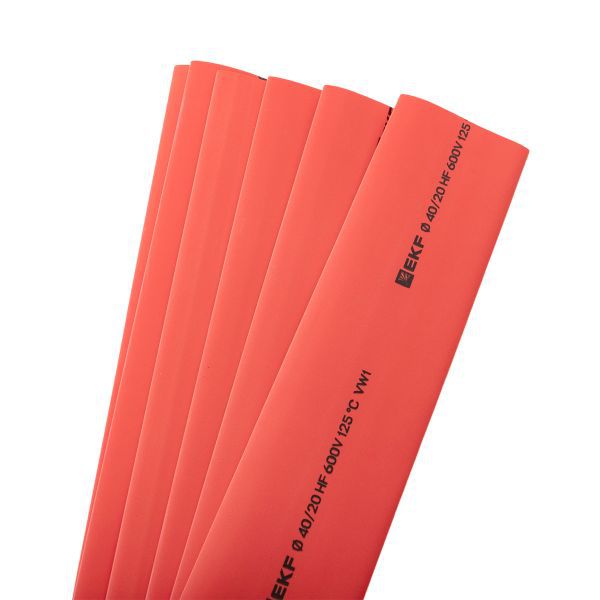 Трубка термоусадочная ТУТ нг 40/20 красн. 1м (уп.25м) PROxima EKF tut-40-r-1m