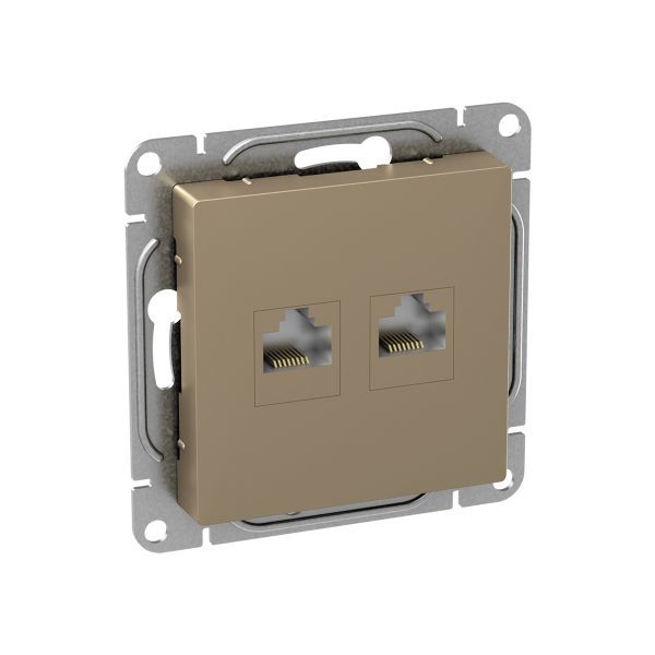 Розетка RJ45 (2шт) (кат.6) шамп. Эпика EKF UP1-SOC-2RJ45-6