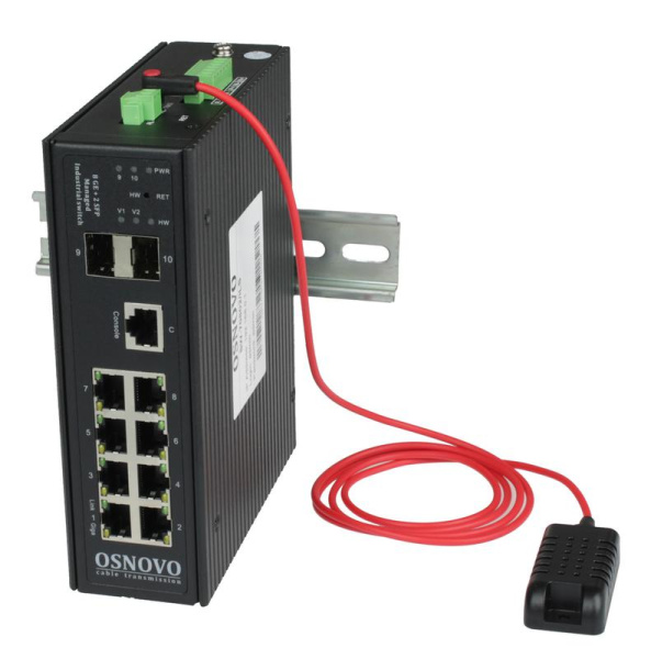 Коммутатор промышленный управляемый (L2+) SW-70802/ILS Gigabit Ethernet на 8GE RJ45 + 2 GE SFP порта с функцией мониторинга температуры/ влажности/ напряжения OSNOVO 13749