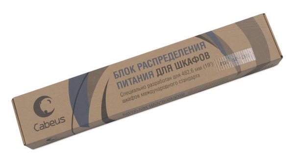 Блок розеток 6-м PDU-6P-2EU 16А горизонт. евро/немецк. стандарт без выкл. шнур 2м для 19дюйм шкафов алюм. Cabeus 7290c